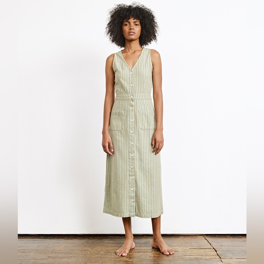 Ace & Jig Phoebe Dress Eucalyptus Stripe Small